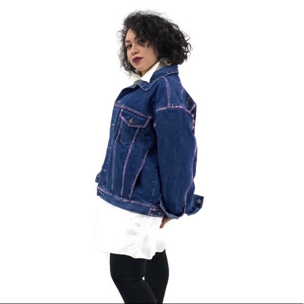 Custom Painted Ex-Boyfriend Denim Trucker Jacket L - Picture 8 of 15